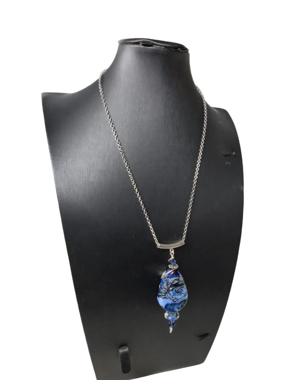 Hand crafted lampwork art glass seascape boho statement necklace